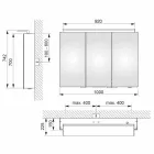 Miroir mural moderne à 3 portes avec étagères internes - Bramo Viadurini