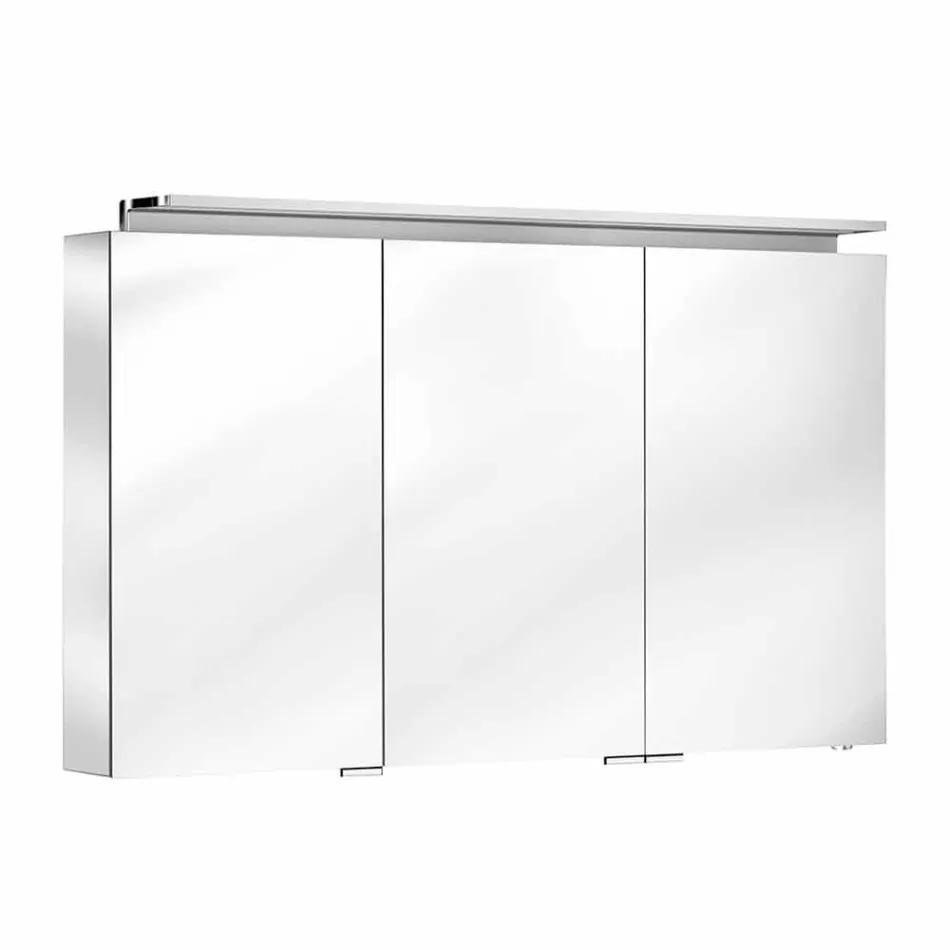 Miroir mural moderne à 3 portes avec étagères internes - Bramo Viadurini
