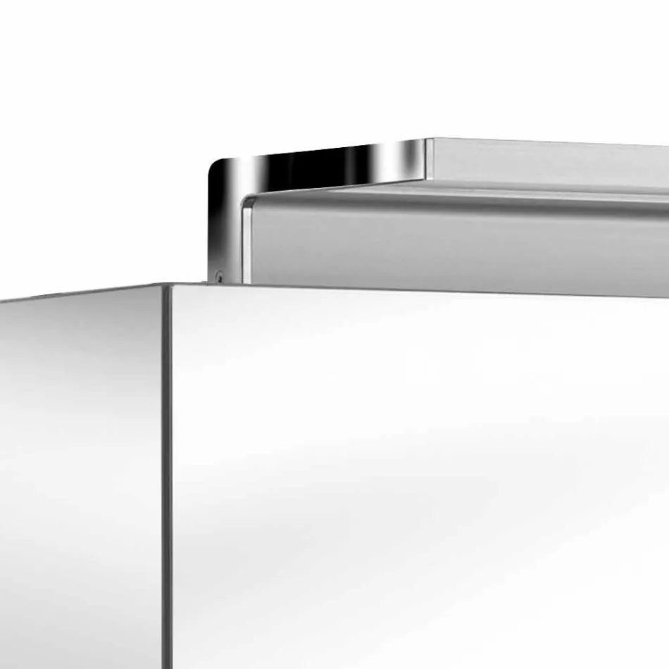 Miroir mural moderne à 3 portes avec étagères internes - Bramo Viadurini