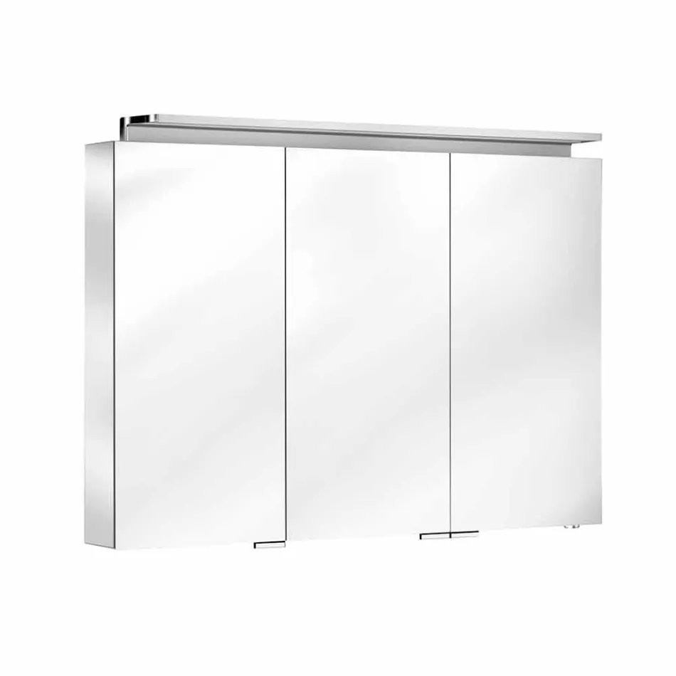 Miroir mural moderne à 3 portes avec étagères internes - Bramo Viadurini