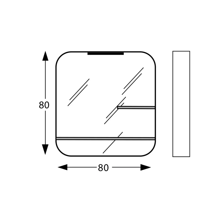 Miroir avec cadre en métal et 2 étagères en verre fabriqué en Italie - William Viadurini