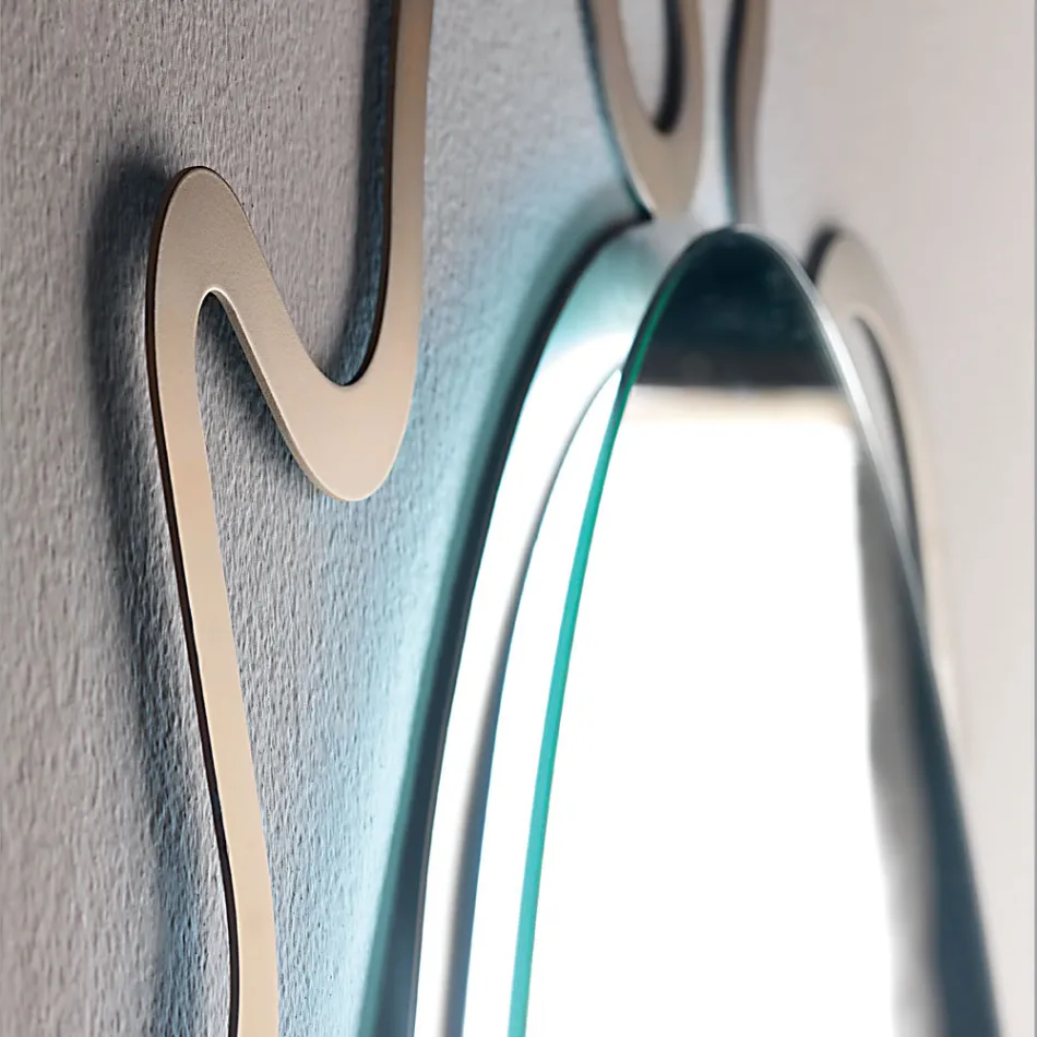 Miroir avec cadre en métal et LED intégrées Made in Italy - Leonardo Viadurini