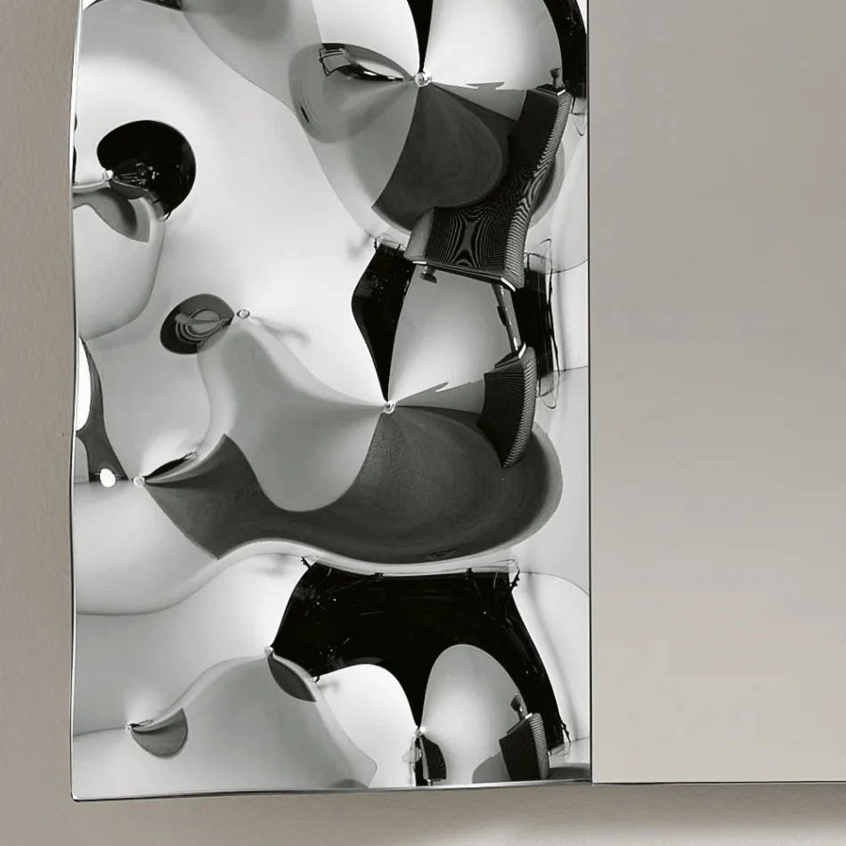 Miroir avec insert en verre ondulé, disponible en trois tailles, fabriqué en Italie - Velis Viadurini