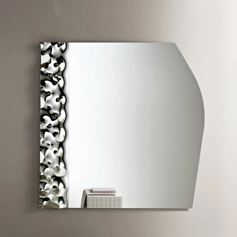 Miroir avec insert en verre ondulé, disponible en trois tailles, fabriqué en Italie - Velis Viadurini