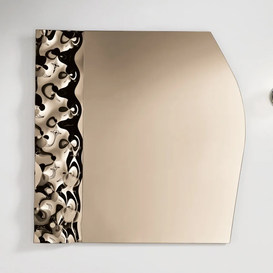 Miroir avec insert en verre ondulé, disponible en trois tailles, fabriqué en Italie - Velis Viadurini