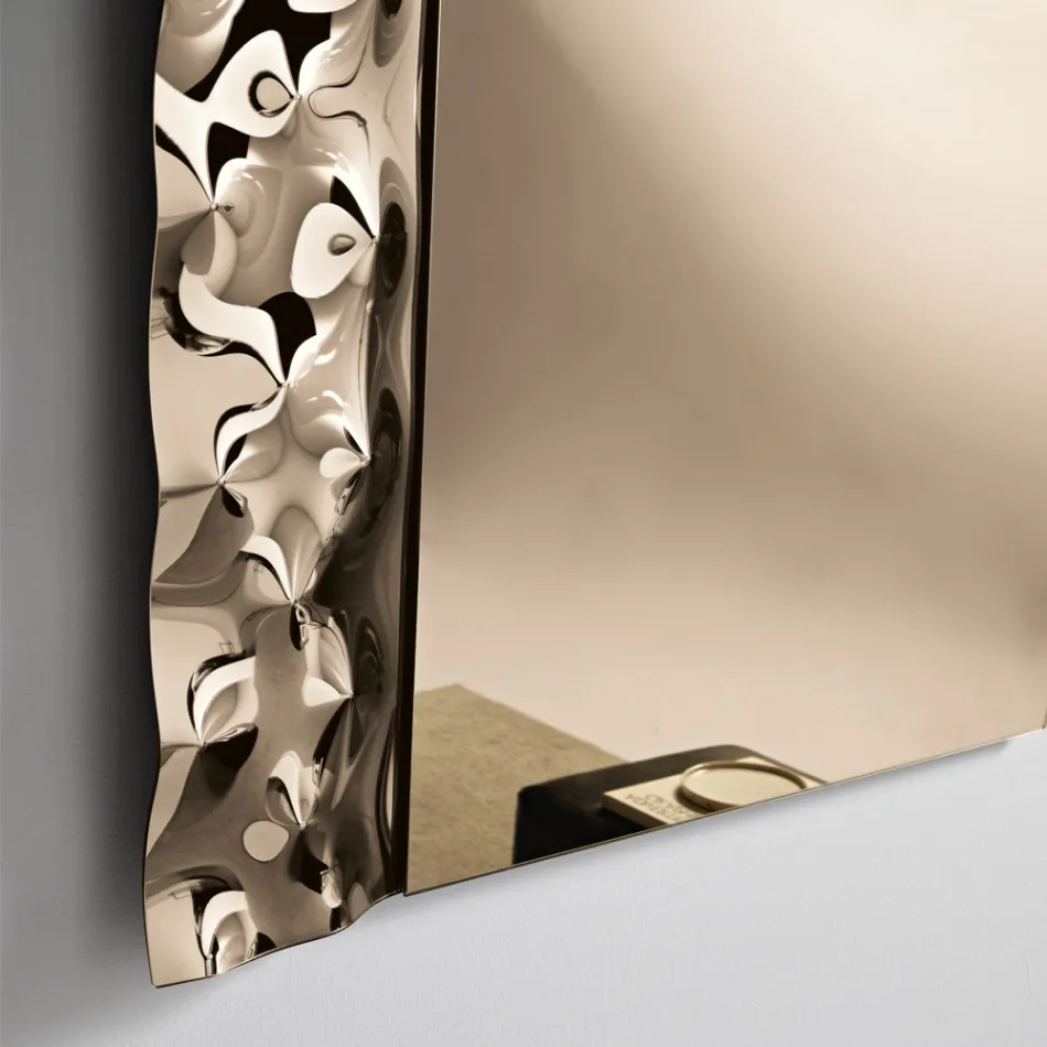 Miroir avec insert en verre ondulé, disponible en trois tailles, fabriqué en Italie - Velis Viadurini