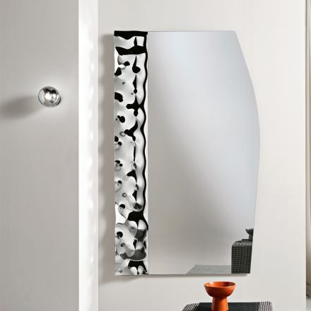 Miroir avec insert en verre ondulé, disponible en trois tailles, fabriqué en Italie - Velis Viadurini