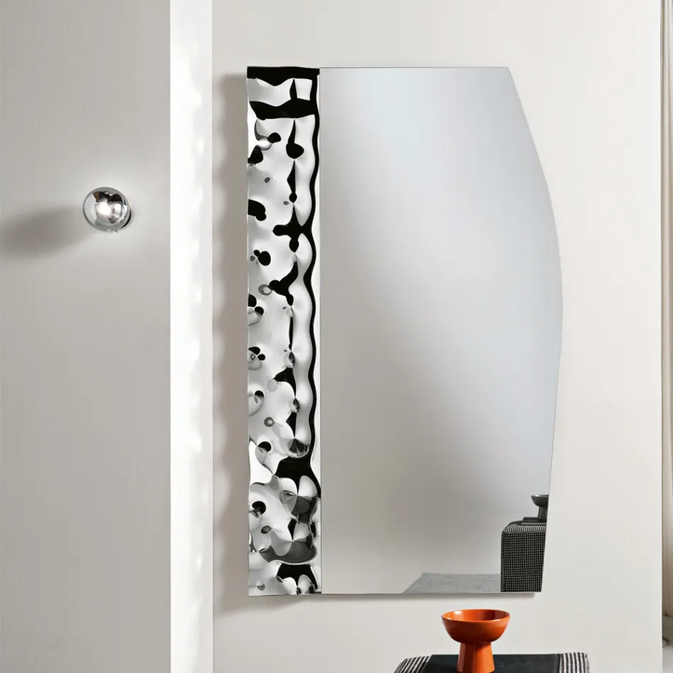 Miroir avec insert en verre ondulé, disponible en trois tailles, fabriqué en Italie - Velis Viadurini