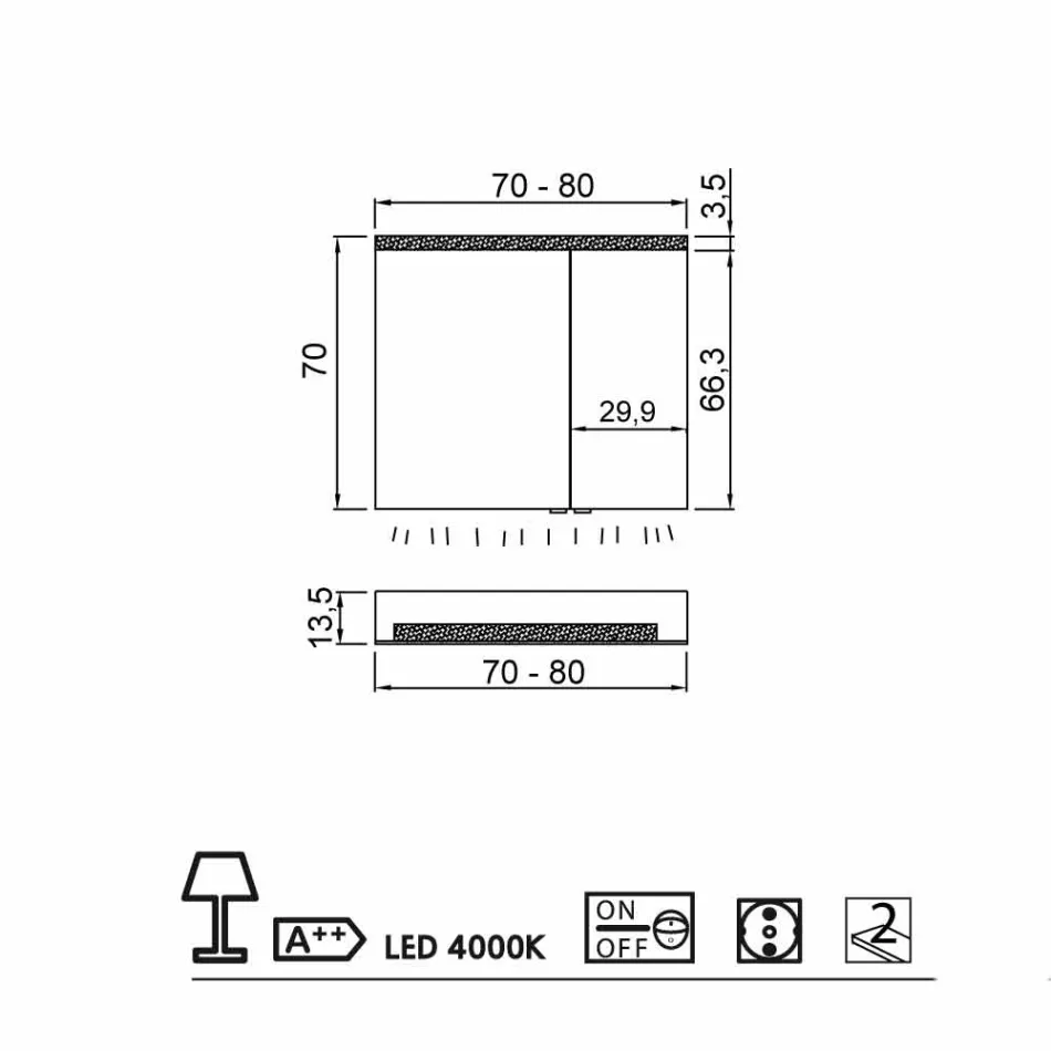 Miroir 2 portes design moderne, éclairage LED, Carol Viadurini