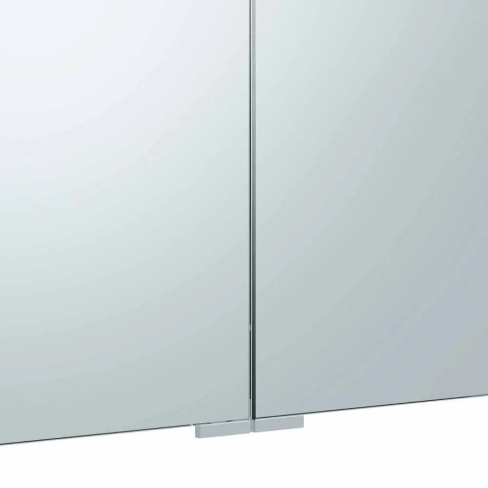 Miroir de conteneur avec 3 portes avec 9 étagères internes et éclairage LED - Cliquet Viadurini