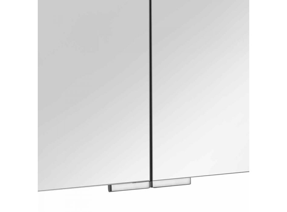 Conteneur miroir avec 4 portes en cristal avec 12 tablettes et 4 lumières LED - Maxi Viadurini