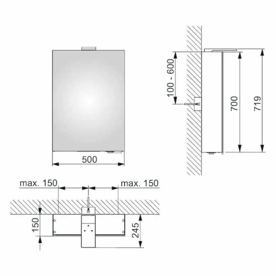 Miroir de rangement mural avec porte à charnière et éclairage LED - Cliquet Viadurini