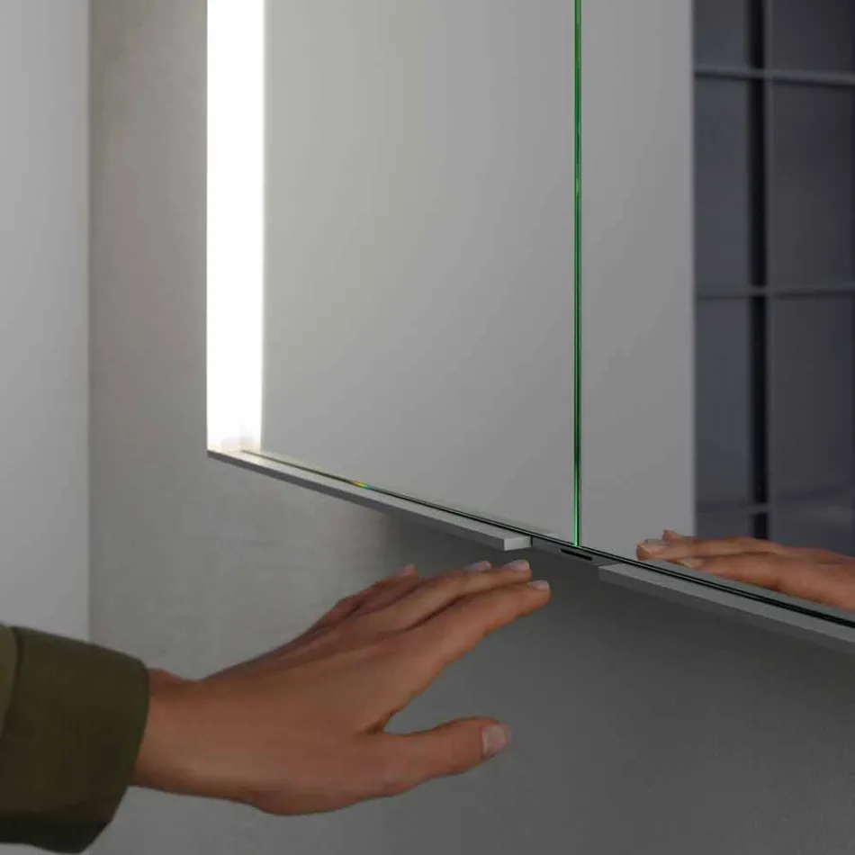 Miroir mural en aluminium avec éclairage LED - Demon Viadurini