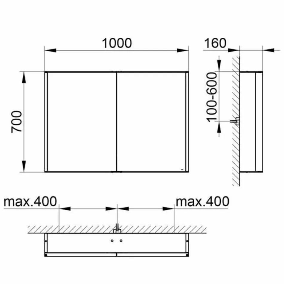 Miroir mural en aluminium avec éclairage LED - Demon Viadurini