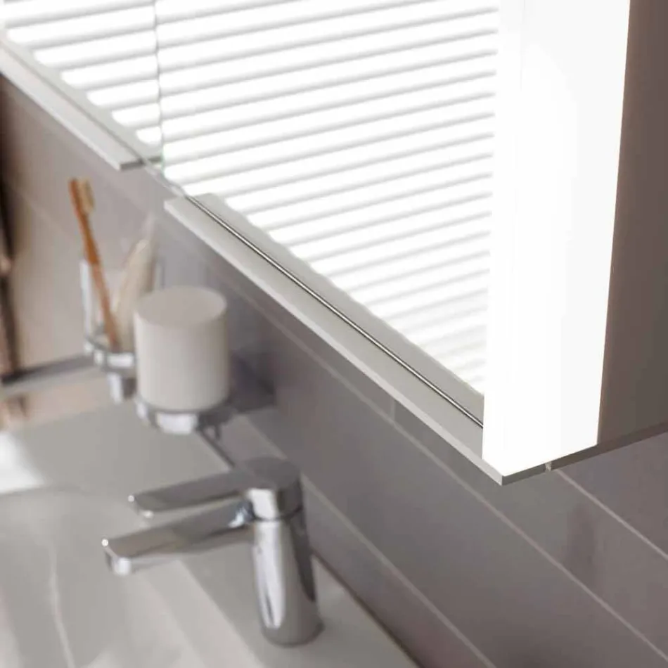 Miroir mural en aluminium avec éclairage LED - Demon Viadurini