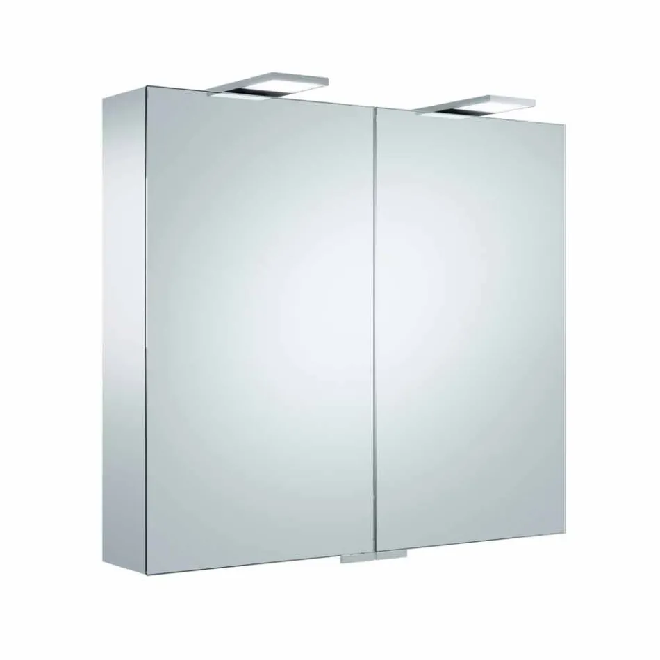 Miroir de rangement mural moderne avec 2 portes et éclairage LED - Cliquet Viadurini