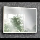 Récipient miroir en bois avec double miroir et lumières fabriqué en Italie - Darwin Viadurini