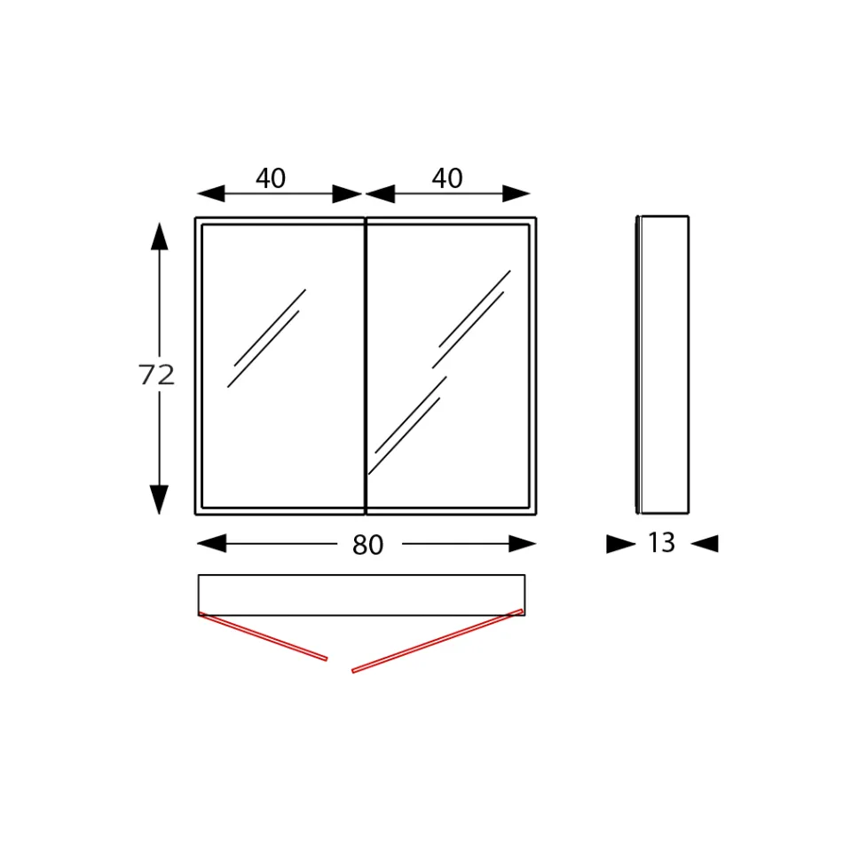 Récipient miroir en bois avec double miroir et lumières fabriqué en Italie - Darwin Viadurini