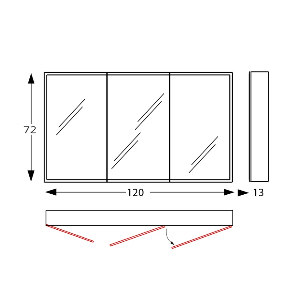 Récipient miroir en bois avec double miroir et lumières fabriqué en Italie - Darwin Viadurini