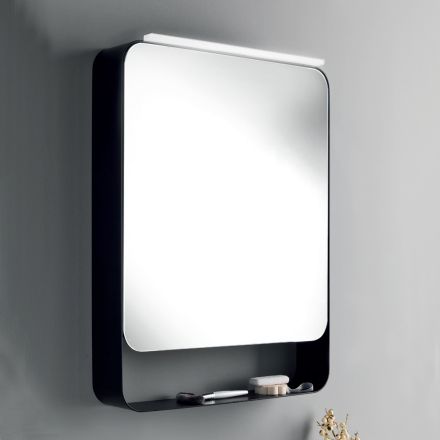 Conteneur miroir en métal avec porte double miroir et lumières fabriqué en Italie - Jane Viadurini