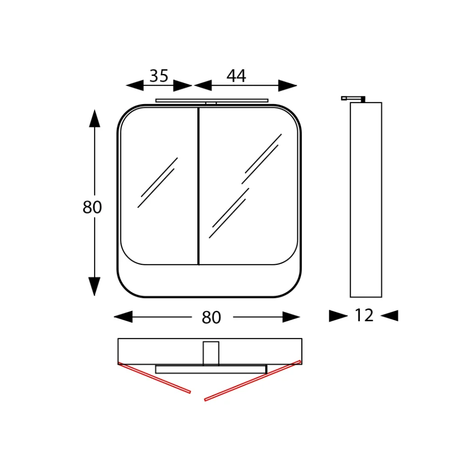 Conteneur miroir en métal avec portes à double miroir et lumières fabriqué en Italie - Galileo Viadurini