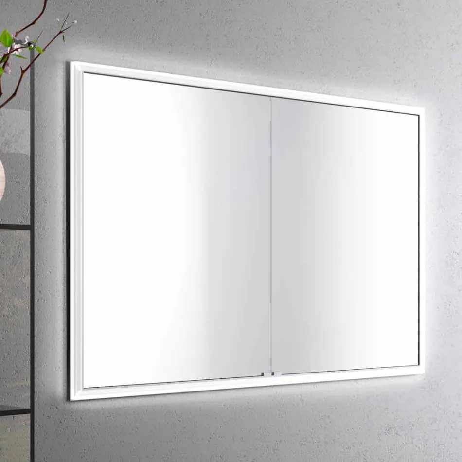 Miroir LED encastré au design moderne avec 2 portes, Adele Viadurini