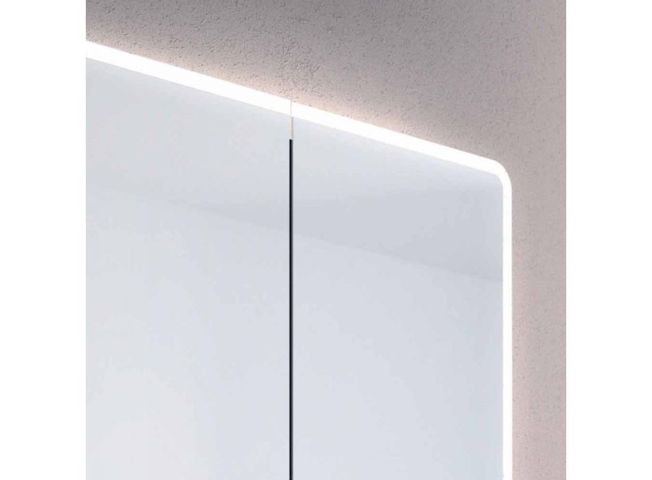 Miroir moderne à 2 portes avec lumières LED, Valter Viadurini
