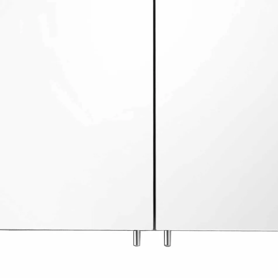 Miroir conteneur moderne avec 2 portes en aluminium peint argenté - Alfio Viadurini