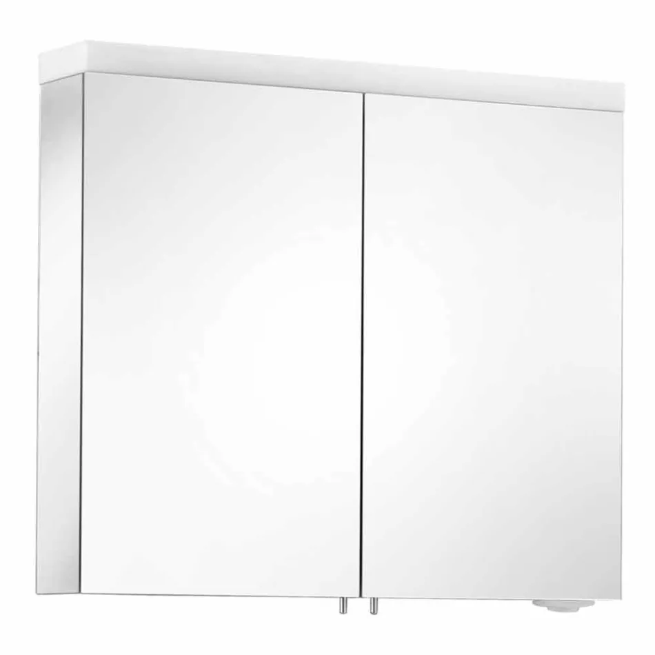 Miroir conteneur moderne avec 2 portes en aluminium peint argenté - Alfio Viadurini