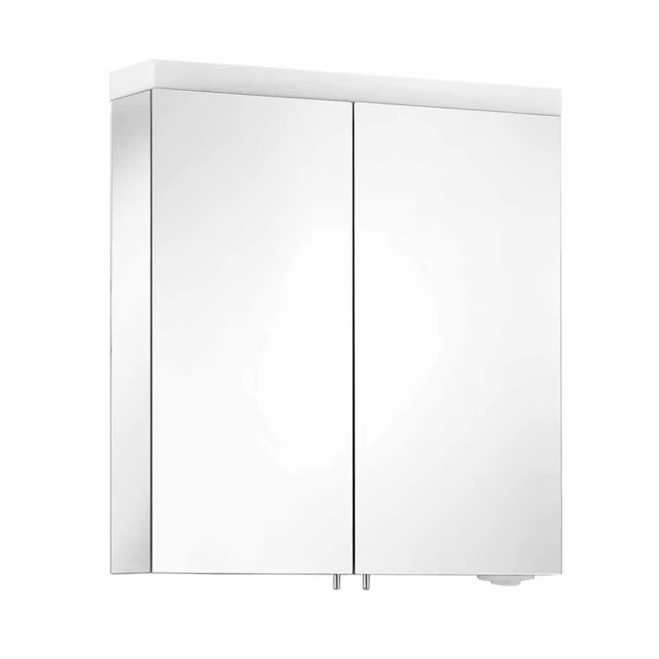 Miroir conteneur moderne avec 2 portes en aluminium peint argenté - Alfio Viadurini