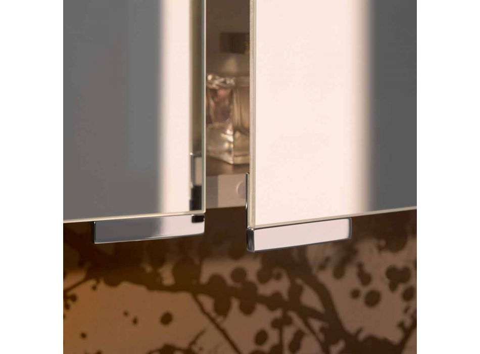 Miroir de conteneur moderne avec 3 portes en cristal et 3 lumières LED - Maxi Viadurini