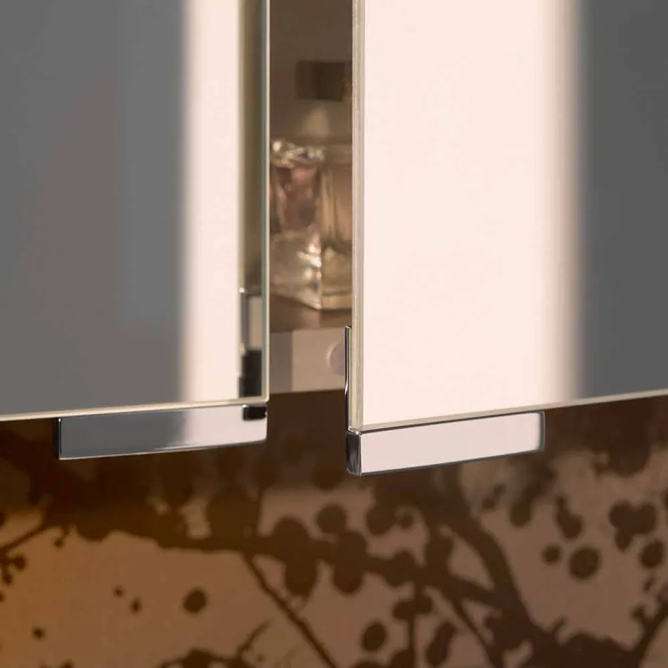 Miroir de conteneur moderne avec 3 portes en cristal et 3 lumières LED - Maxi Viadurini