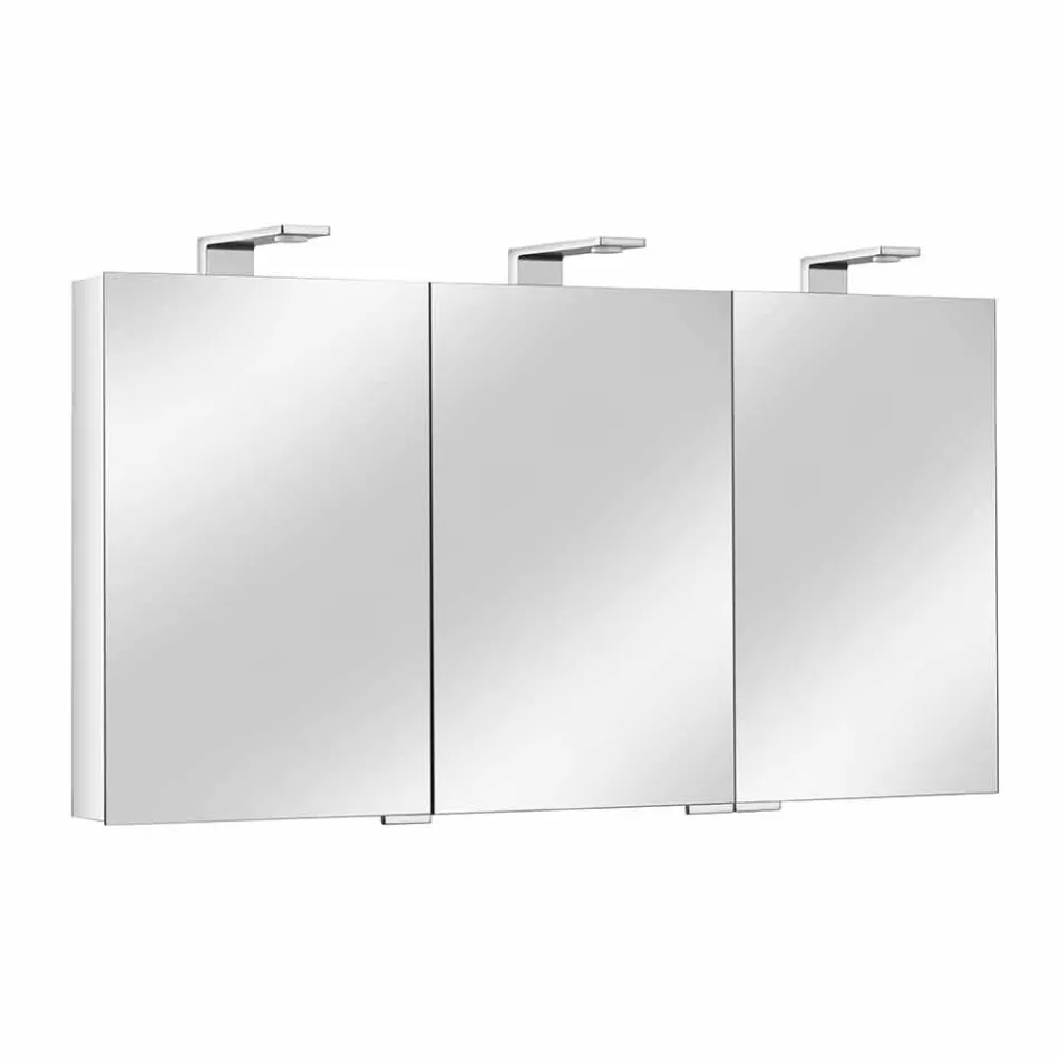 Miroir de conteneur moderne avec 3 portes en cristal et 3 lumières LED - Maxi Viadurini