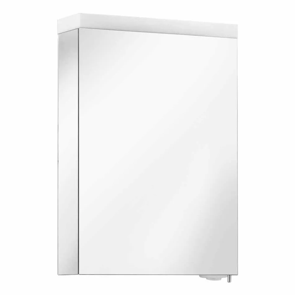 Miroir de conteneur moderne avec porte battante et éclairage LED - Alfio Viadurini