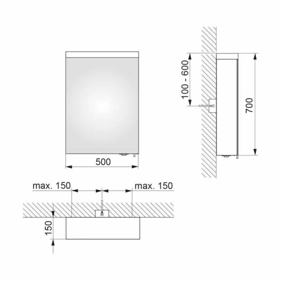 Miroir de conteneur moderne avec porte battante et éclairage LED - Alfio Viadurini