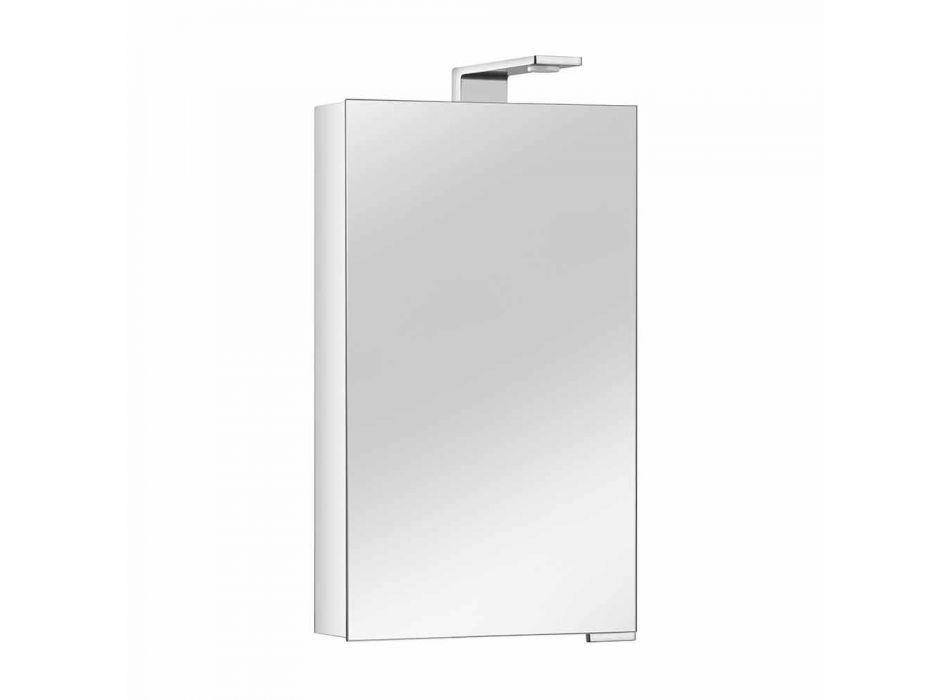 Miroir de rangement moderne avec porte en cristal et détails chromés - Maxi Viadurini