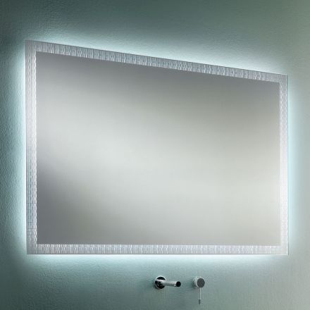 Miroir de salle de bain avec décorations gravées au laser fabriqué en Italie - Freud Viadurini