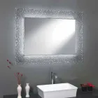 Miroir moderne de salle de bains avec la décoration de cadre en verre et les lumières de Tara de LED Viadurini