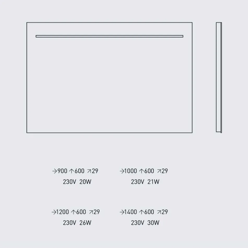 Miroir mural moderne avec éclairage LED et cadre en acier fabriqué en Italie - Yutta Viadurini