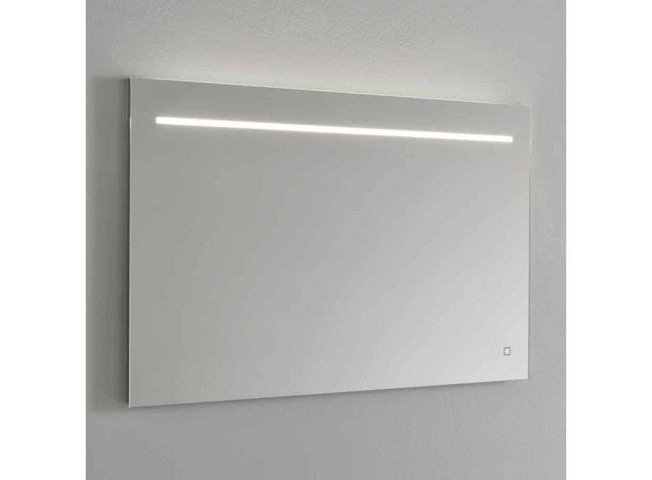 Miroir mural moderne avec éclairage LED et cadre en acier fabriqué en Italie - Yutta Viadurini