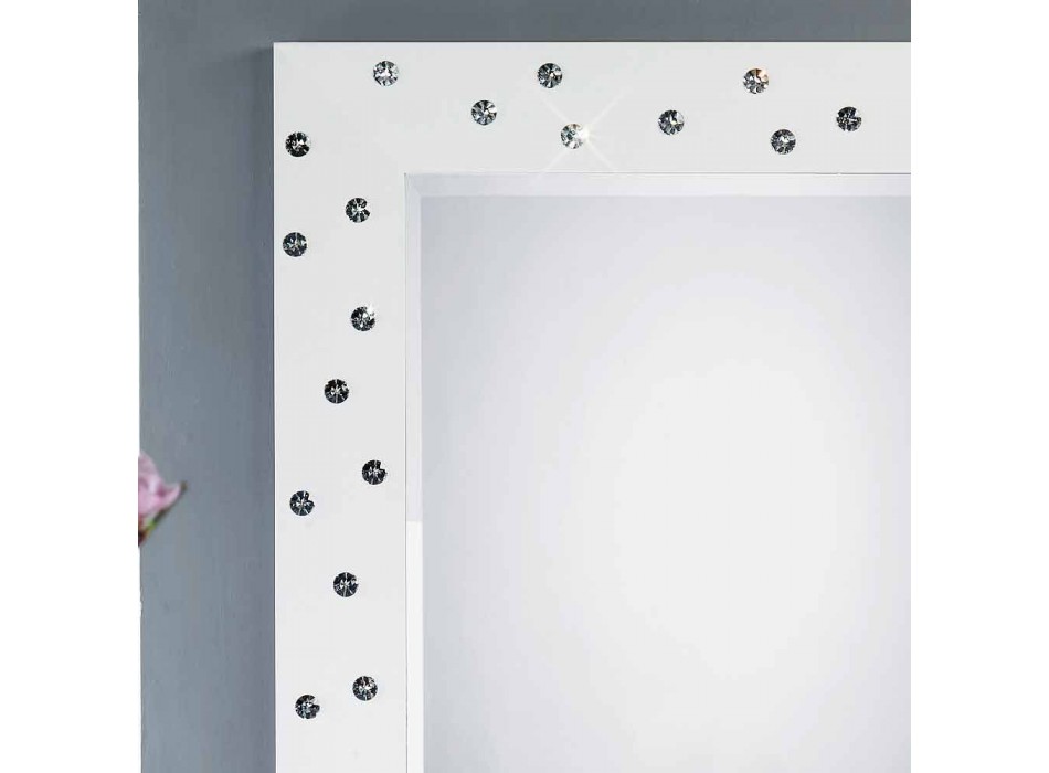 Miroir mural blanc avec des décorations en cristaux Swarovski Tiffany Viadurini