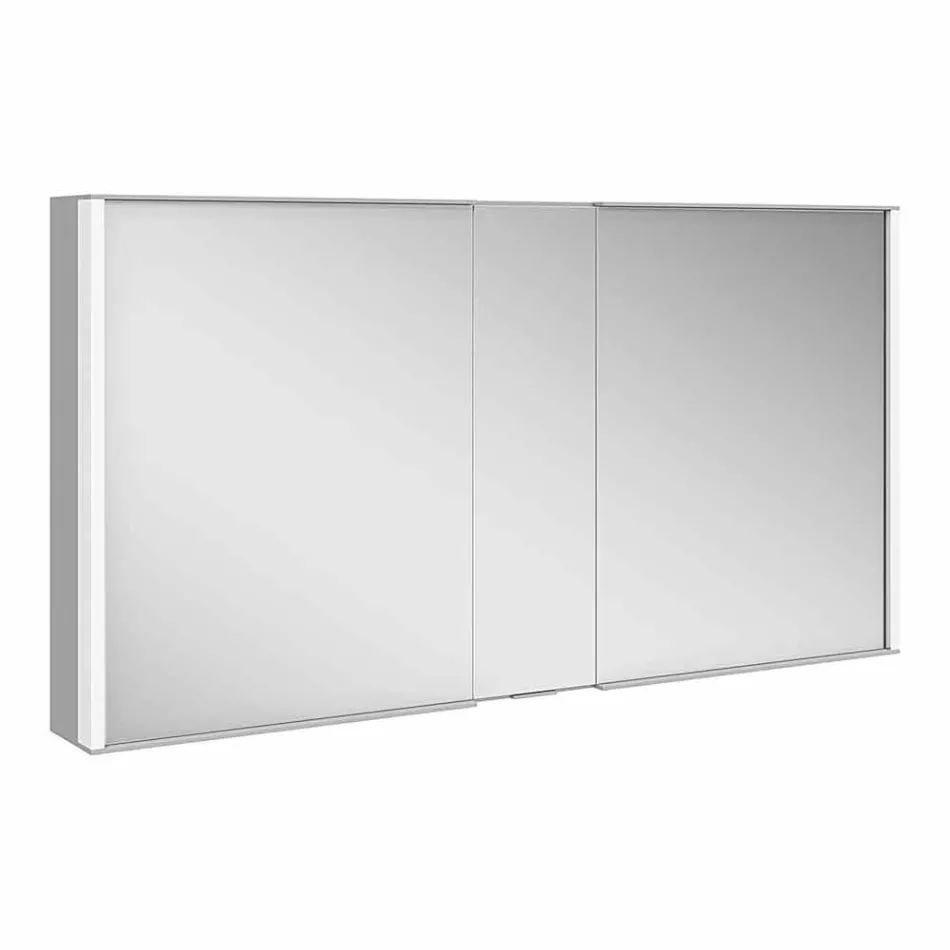 Miroir mural moderne avec 3 portes en aluminium peint argenté - Démon Viadurini
