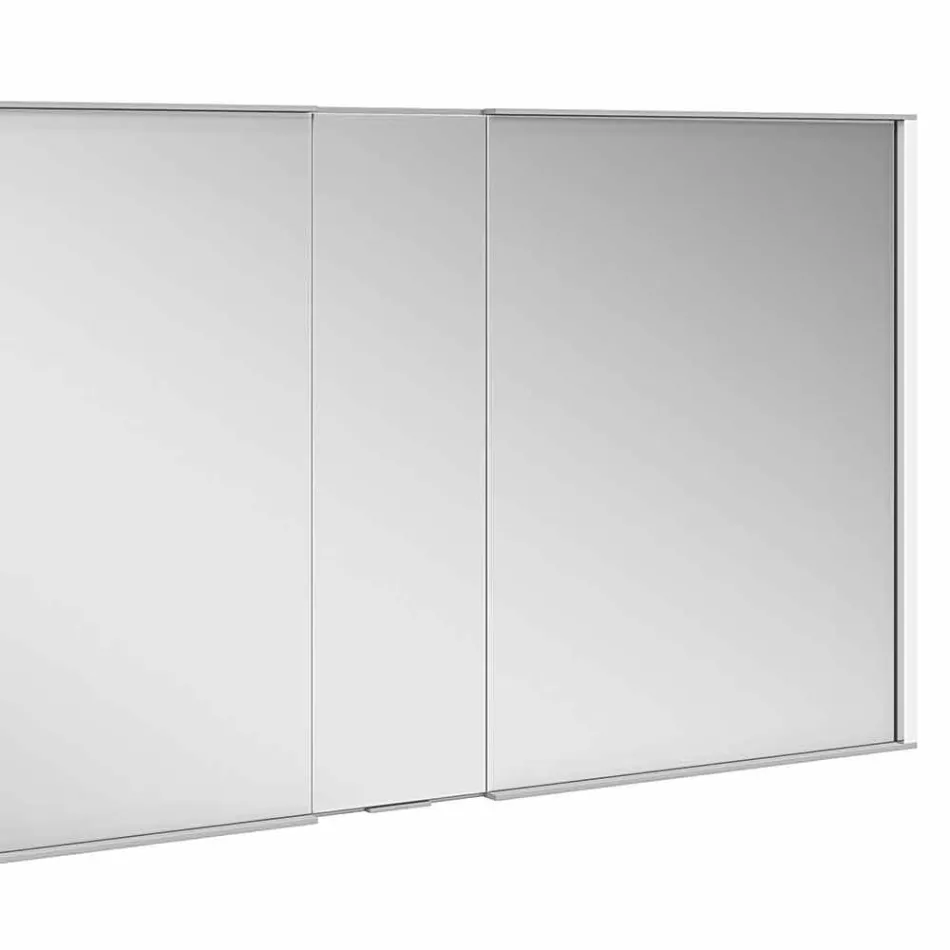 Miroir mural moderne avec 3 portes en aluminium peint argenté - Démon Viadurini