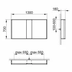 Miroir mural moderne avec 3 portes en aluminium peint argenté - Démon Viadurini