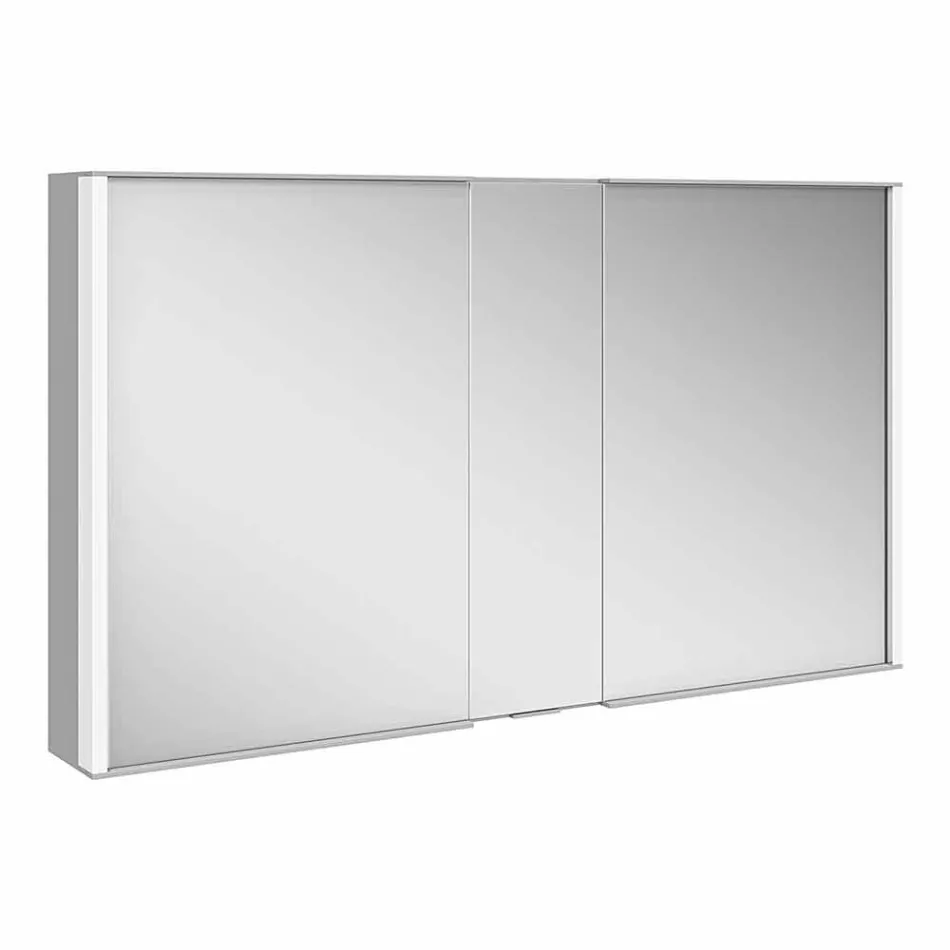 Miroir mural moderne avec 3 portes en aluminium peint argenté - Démon Viadurini