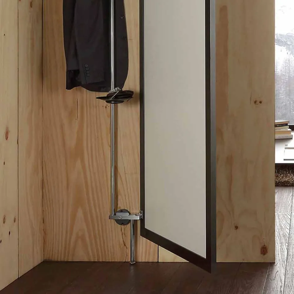 Miroir mural avec porte ouvrante et patères Made in Italy - Boro Viadurini