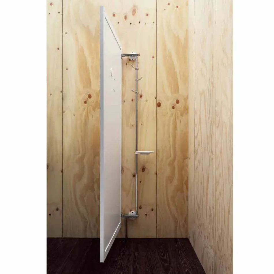 Miroir mural avec porte ouvrante et patères Made in Italy - Boro Viadurini