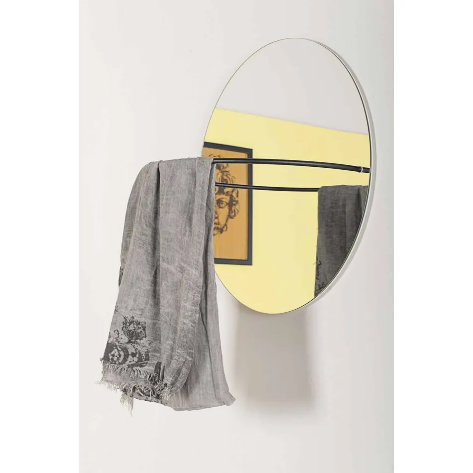 Miroir mural avec porte-manteau en acier moderne Made in Italy - Chioccia Viadurini