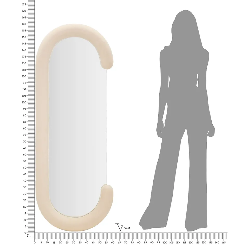 Miroir mural en forme de C avec cadre en MDF recouvert de velours - Micheal Viadurini