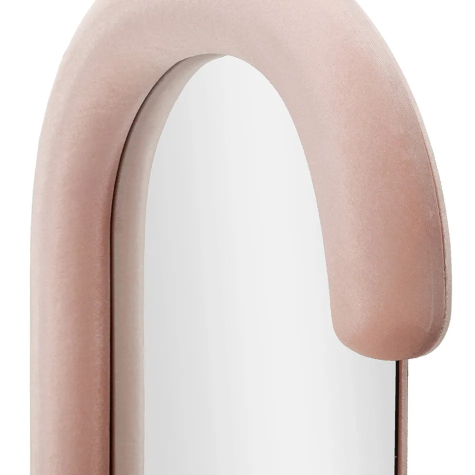 Miroir mural en forme de C avec cadre en MDF recouvert de velours - Micheal Viadurini